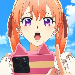 🙂 anime, girl, shocked, phone, cute telegram sticker