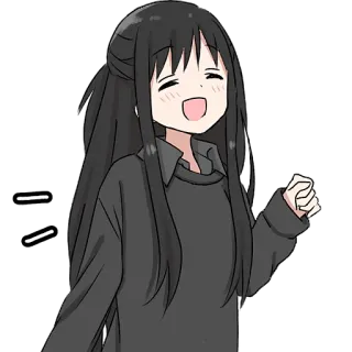 🤗 ニ Ragazza anime, Felice, Sorriso, Cartone animato, Carino, Kawaii, Capelli lunghi telegram sticker