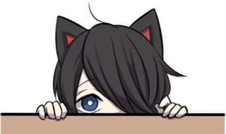 😶 Katze, Katzenohren, Anime, Cartoon, niedlich, spähen, verstecken telegram sticker