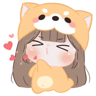 😼 kawaii, fofo, garota anime, adesivo, desenho animado, orelhas de cachorro telegram sticker