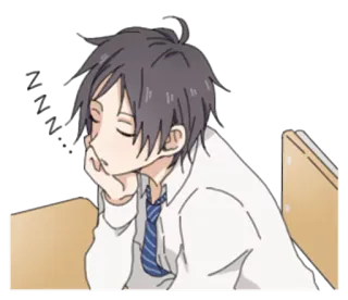 😴 Anime, Con trai, Trường học, Học sinh, Mệt mỏi, Ngủ, Buồn ngủ telegram sticker
