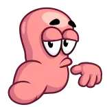😒 червяк, мультфильм, грустный, уставший, разочарованный telegram sticker