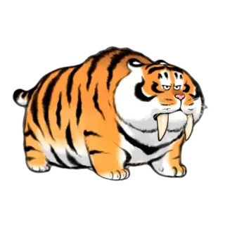 🙂 tigre, cartone animato, animale, mammifero, gatto, felino telegram sticker