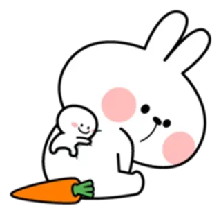 ♥️ rabbit, cartoon, cute, carrot, white, kawaii telegram sticker