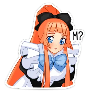❓ M? девочка аниме, горничная, спрашивающий, любопытный, мультяшный персонаж, стиль манга whatsapp sticker