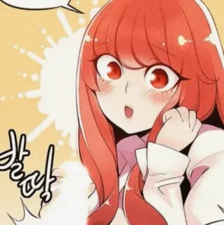 🍇 발딱 anime, cute, red hair, cartoon, korean, expression, illustration telegram sticker