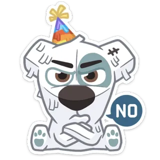 🙅‍♂ NO chien, fête, non, dessin animé, animal, autocollant whatsapp sticker
