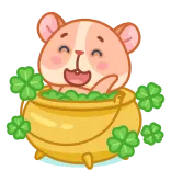 🍀 guinea pig, pot of gold, shamrocks, lucky, cute, animal, pet telegram sticker