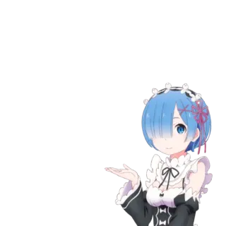👈 Rem аниме, девушка, горничная, Рэм, голубые волосы whatsapp sticker
