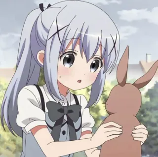 💙 Anime, Dziewczyna, Słodkie, Królik, Kreskówka, Postać telegram sticker