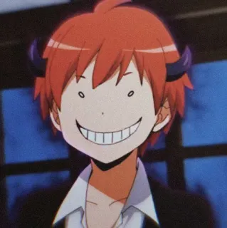 😁 Karma Akabane Assassination Classroom Аниме, Персонаж, Демон, Улыбка, Рыжие волосы, Рога telegram sticker