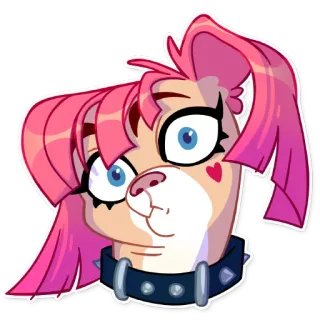 😯 Desenho animado, Animal, Cachorro, Cabelo rosa, Fofo, Adesivo whatsapp sticker