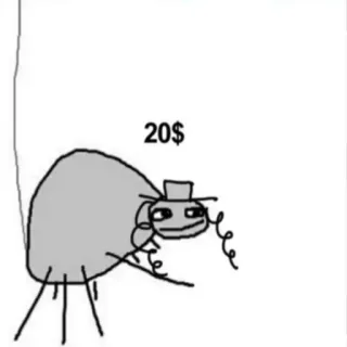💰 20$ argent, devise, dollar, économie, humour, dessin animé telegram sticker