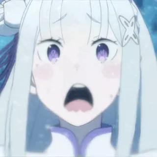 🤍 Emilia Re:Zero − Starting Life in Another World Anime, Re:Zero, Emilia, scioccata, spaventata, espressione telegram sticker