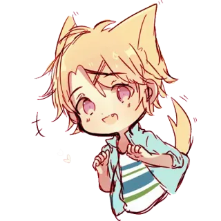 😃 Anime, Chibi, Orejas de gato, Lindo, Kawaii, Orejas de animales, Chico, Dibujo animado telegram sticker