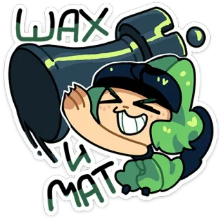 ⭐ WAX WAX MAT! Dessin animé, Autocollant, Vert, Personnage, Cire, Argot telegram sticker