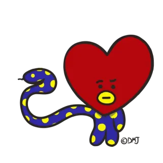 🐍 Tata BT21 การ์ตูน, น่ารัก, หัวใจ, K-POP, BT21 whatsapp sticker