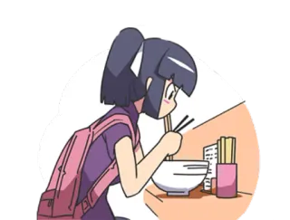 🍜 Anime, Manger, Nouilles, Déjeuner, Étudiant, Écolière, Ramen telegram sticker