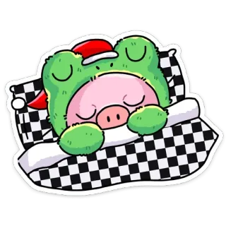 😴 frog, sleeping, pillow, bed, cute, cartoon, animal, sleepy telegram sticker