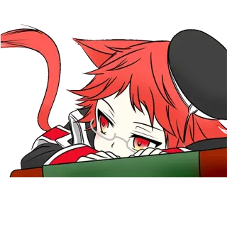 😺 Anime, Cheveux roux, Oreilles de chat, Lunettes, Personnage, Kawaii whatsapp sticker
