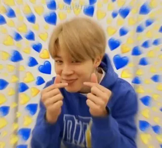 ▫ Jimin kpop, jimin, bts, cuore con le dita, carino whatsapp sticker