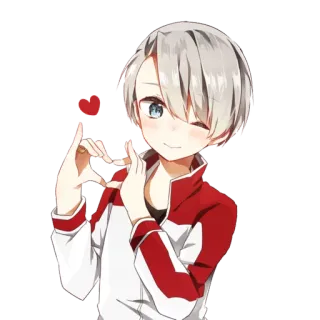 ❤ Anime, Fofo, Coração, Menino, Desenho animado, Adesivo whatsapp sticker