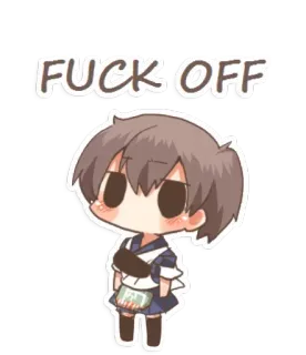 🖕 FUCK OFF anime, gái, xúc phạm, từ chửi thề telegram sticker