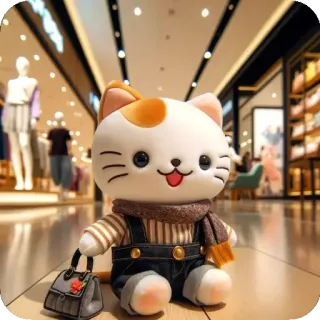 😍 кот, плюш, игрушка, милый, шопинг, торговый центр, мода telegram sticker