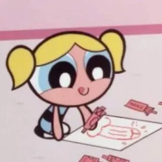 🤗 Bubbles The Powerpuff Girls cartone animato, Le Superchicche, Lolly, disegno, arte telegram sticker