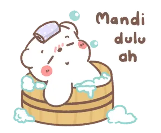 💬 Mandi dulu ah banho, fofo, urso, sabão, desenho animado, bolhas telegram sticker