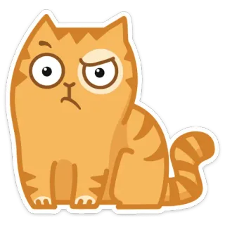 🤔 chat, mignon, animal, orange, en colère, dessin animé telegram sticker