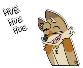 😋 HUE HUE HUE fox, cartoon, animal, laugh, meme telegram sticker