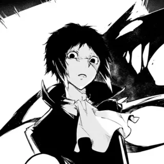 ♠ Animé, Manga, Personnage, Noir et blanc, Portrait, Art telegram sticker