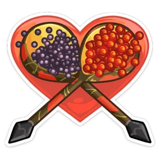 ❤️ caviar, coração, comida, iguaria, luxo, colher, amor, caviar preto, caviar vermelho telegram sticker