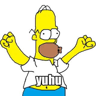 💪 Homer Simpson The Simpsons yuhu dessin animé, Homer Simpson, Les Simpson, jaune, excité, youpi telegram sticker