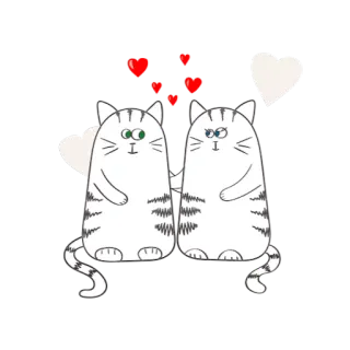 💋 gatti, amore, cuori, animali, carino, romantico, cartoni animati, adesivo whatsapp sticker