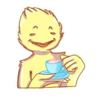 🧐 Hühnchen, Tee, süß, Tasse, Vogel, entspannen telegram sticker