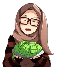 ☺️ Ketupat, Musulman, Femme, Nourriture, Traditionnel, Islamique telegram sticker