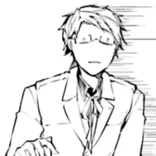 😧 anime, manga, glasses, shocked, suit telegram sticker