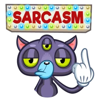 🖕 SARCASM mèo, mỉa mai, ngón giữa, vô lễ, động vật, phim hoạt hình, biểu tượng cảm xúc telegram sticker