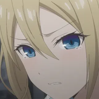 😰 Anime, Mädchen, weinend, traurig, blond, Tränen telegram sticker