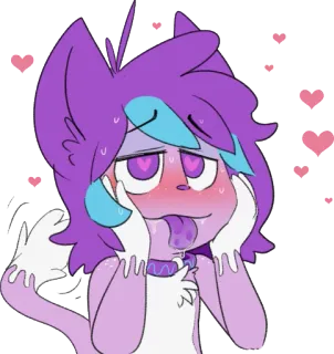 💞 การ์ตูน, อนิเมะ, น่ารัก, หัวใจ, ความรัก, แมว, สีม่วง, น้ำลาย telegram sticker