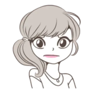 😟 kartun, wanita, khawatir, stiker, perempuan, anime telegram sticker
