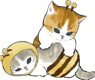 🐝 kucing, anak kucing, lebah, imut, hewan, hewan peliharaan, kartun telegram sticker