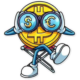 🥺 Bitcoin, Dollaro, Euro, Valuta, Finanza, Cartone animato telegram sticker
