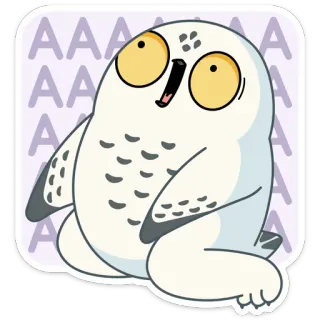 😲 AAAA coruja, desenho animado, fofo, pássaro, branco, animal telegram sticker