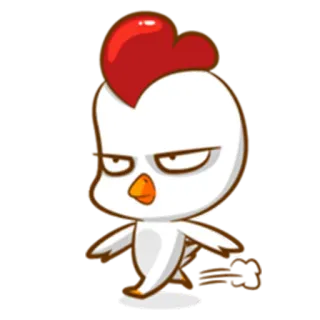 🚶 pollo, cartone animato, animale, uccello, arrabbiato, divertente whatsapp sticker