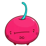😐 ceri, buah, kartun, imut, merah muda, wajah, makanan telegram sticker