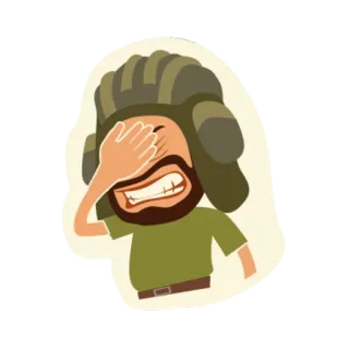 😣 carro armato, pilota, elmetto, facepalm, delusione telegram sticker