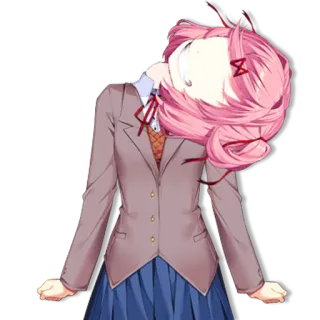 😵 Natsuki Doki Doki Literature Club! Аниме, Манга, Девушка, Розовые волосы, Школьная форма whatsapp sticker